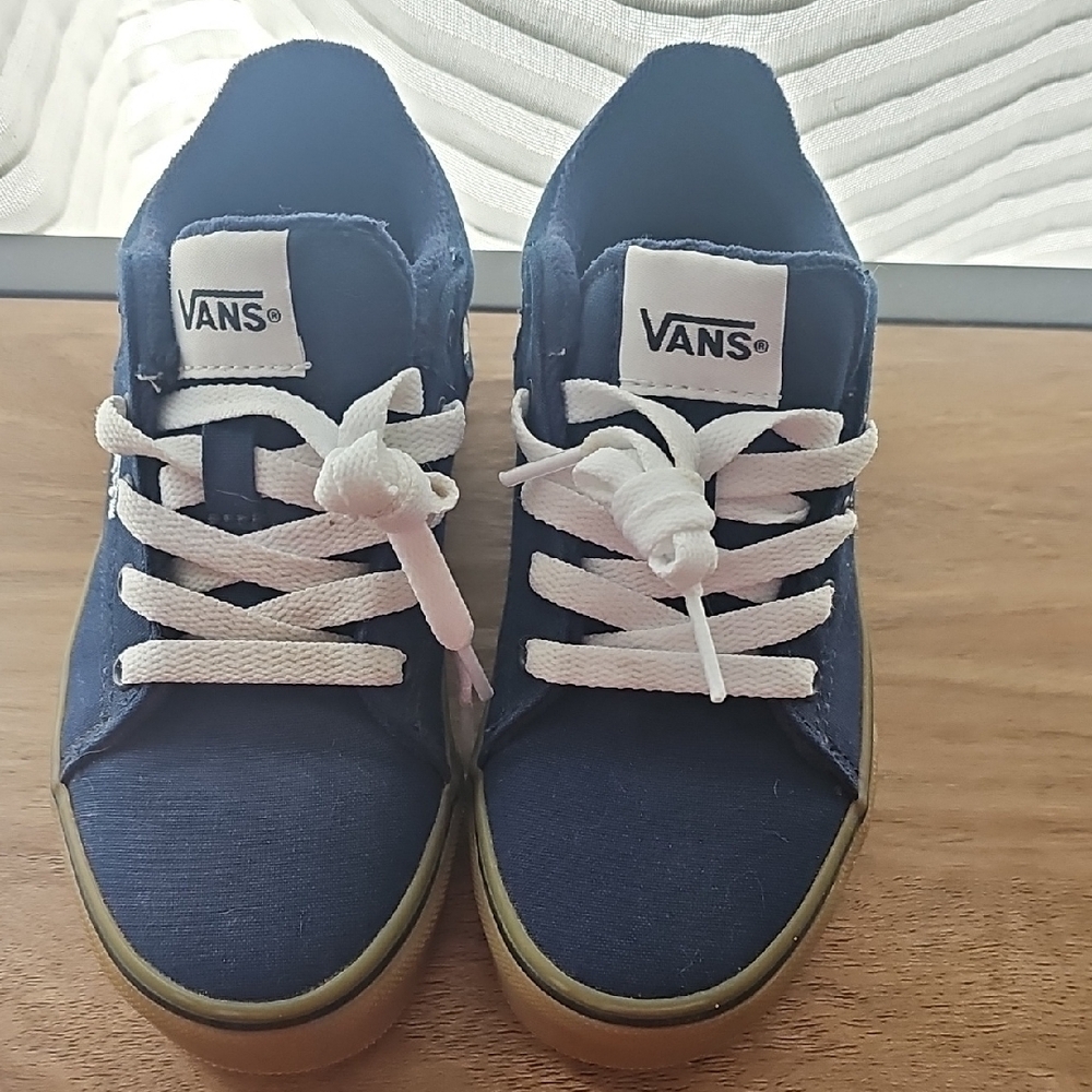 Boys Vans Blue Canvas Sneakers sz 13
